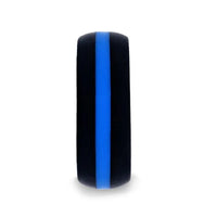 Matte Black Men's Silicone Ring ring With Vibrant Blue Colored Inlay - 8mm - Larson Jewelers