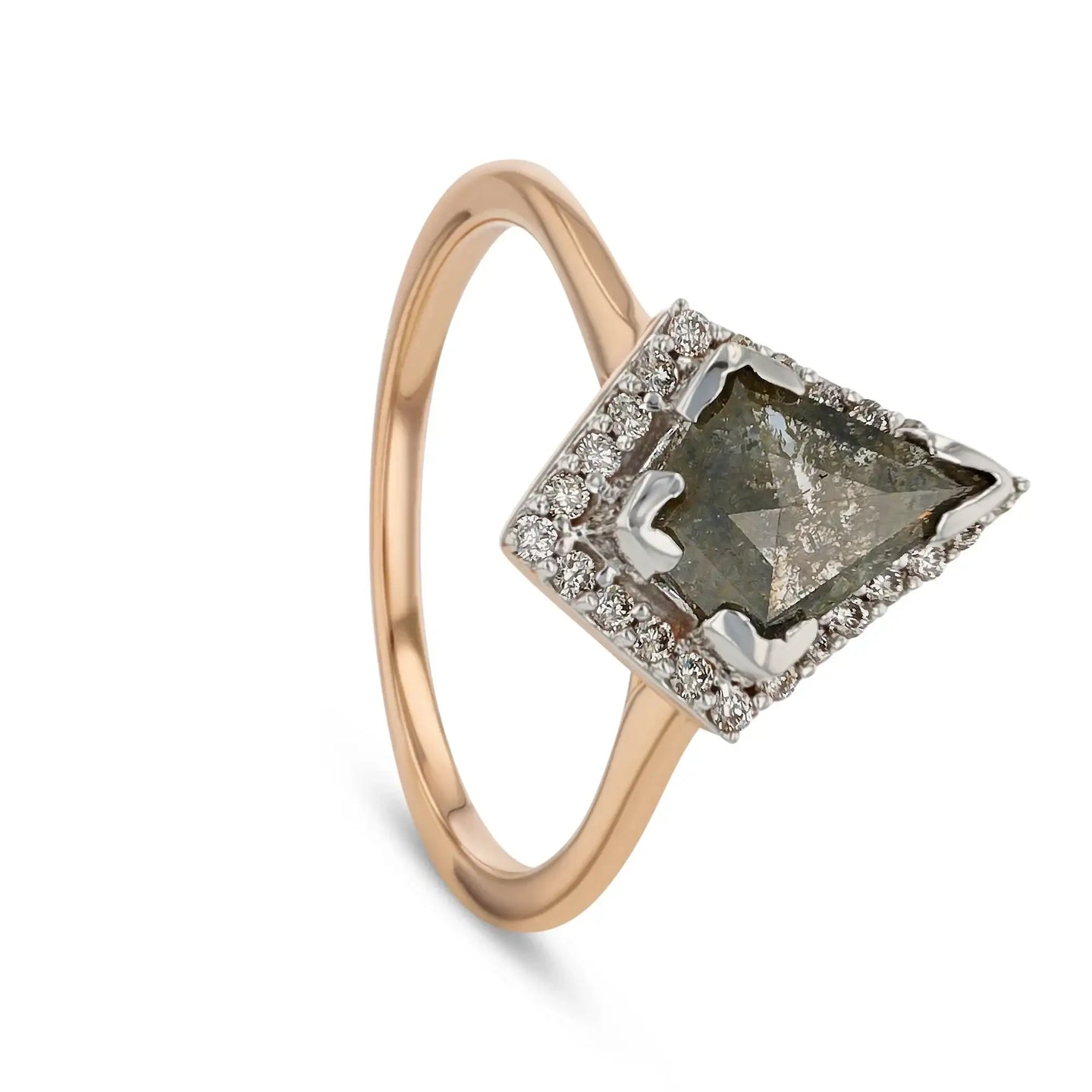 PEPPER 1.42 ct 14K Rose Gold Natural Kite Salt & Pepper Diamond Engagement Ring - Larson Jewelers