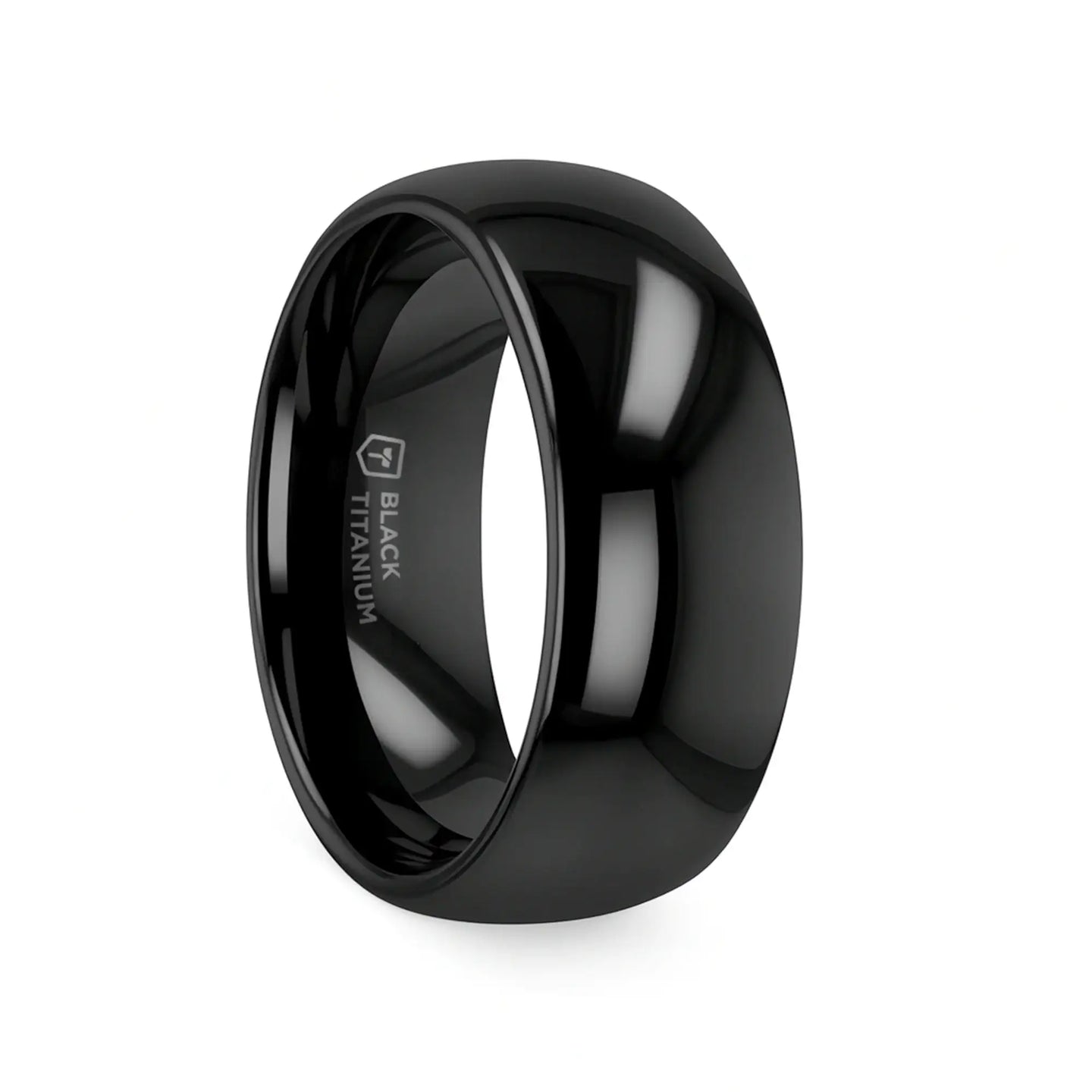 VAREN Black Titanium Polished Finish Men’s Domed Wedding Band - 8mm - Larson Jewelers