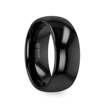 VAREN Black Titanium Polished Finish Men’s Domed Wedding Band - 8mm - Larson Jewelers