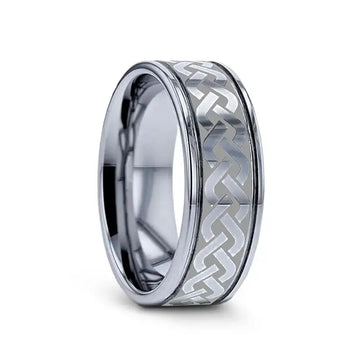 PALLAS Laser Engraved Tungsten Ring with Celtic Knot - 6mm - 10mm - Larson Jewelers