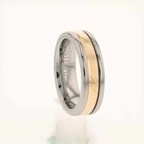 Classic Tungsten Exterior And Diagonal Cuts 14K Yellow Gold Core - 6mm & 8mm - Larson Jewelers