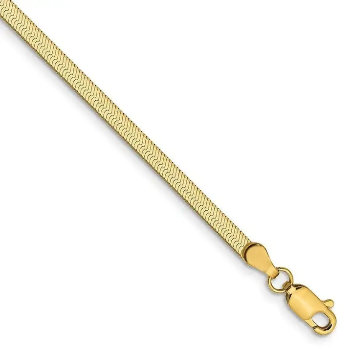 14k 2.5mm Silky Herringbone Chain Bracelet - Larson Jewelers
