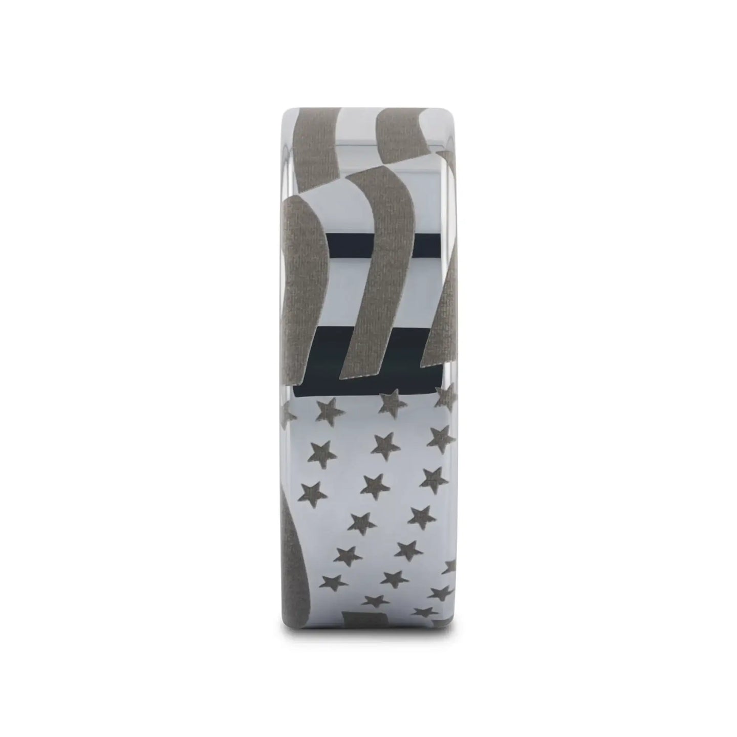 U.S. Flag Patriot Engraved Polished Flat Pipe Cut Tungsten Ring - 6mm - 12mm - Larson Jewelers