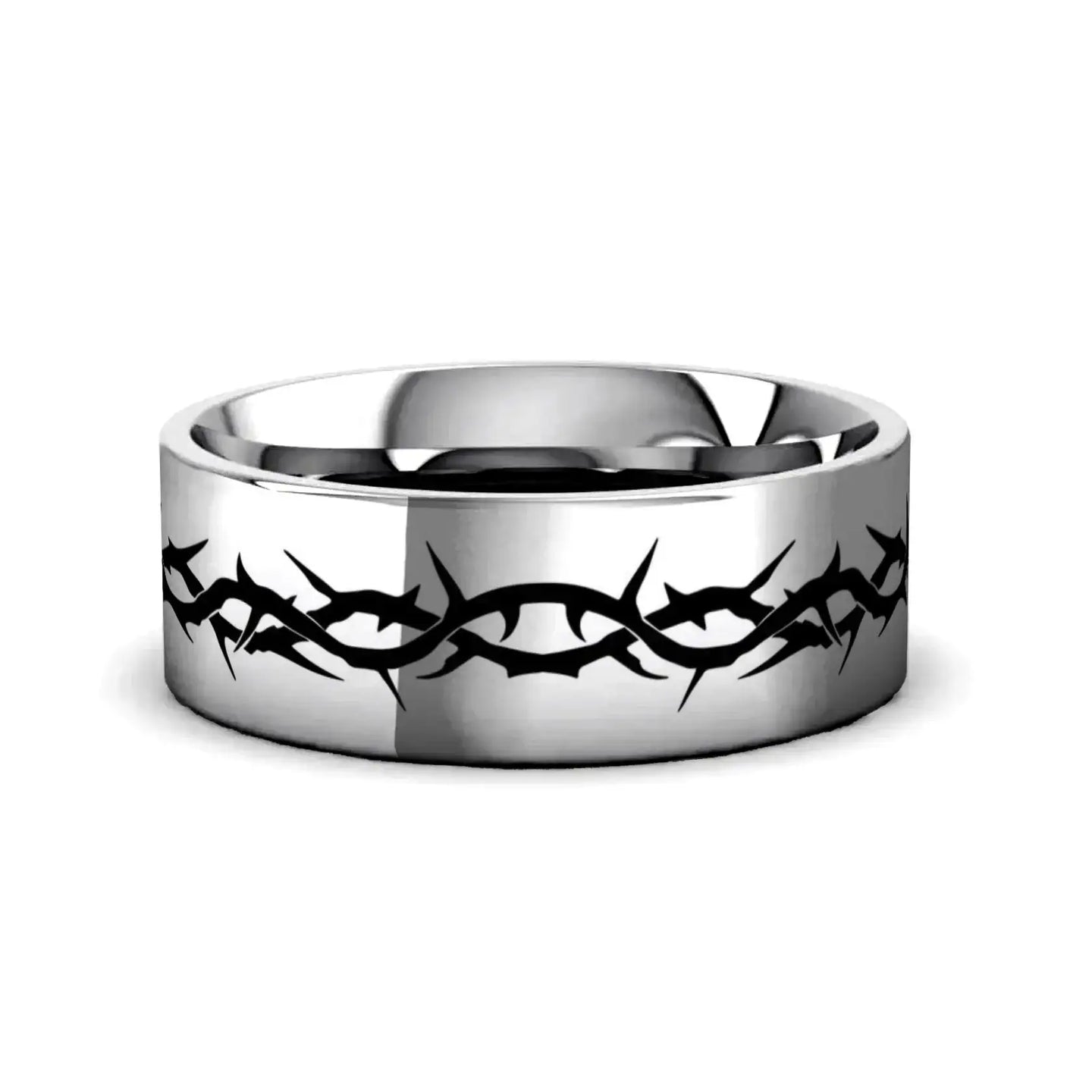 THORN CROWN Flat Classic Tungsten Carbide Ring - Larson Jewelers