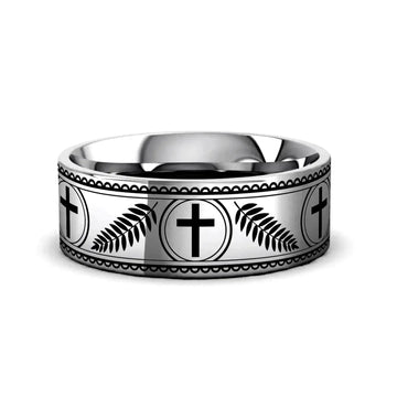 PALM BRANCHES on Flat Tungsten Carbide Ring - Larson Jewelers