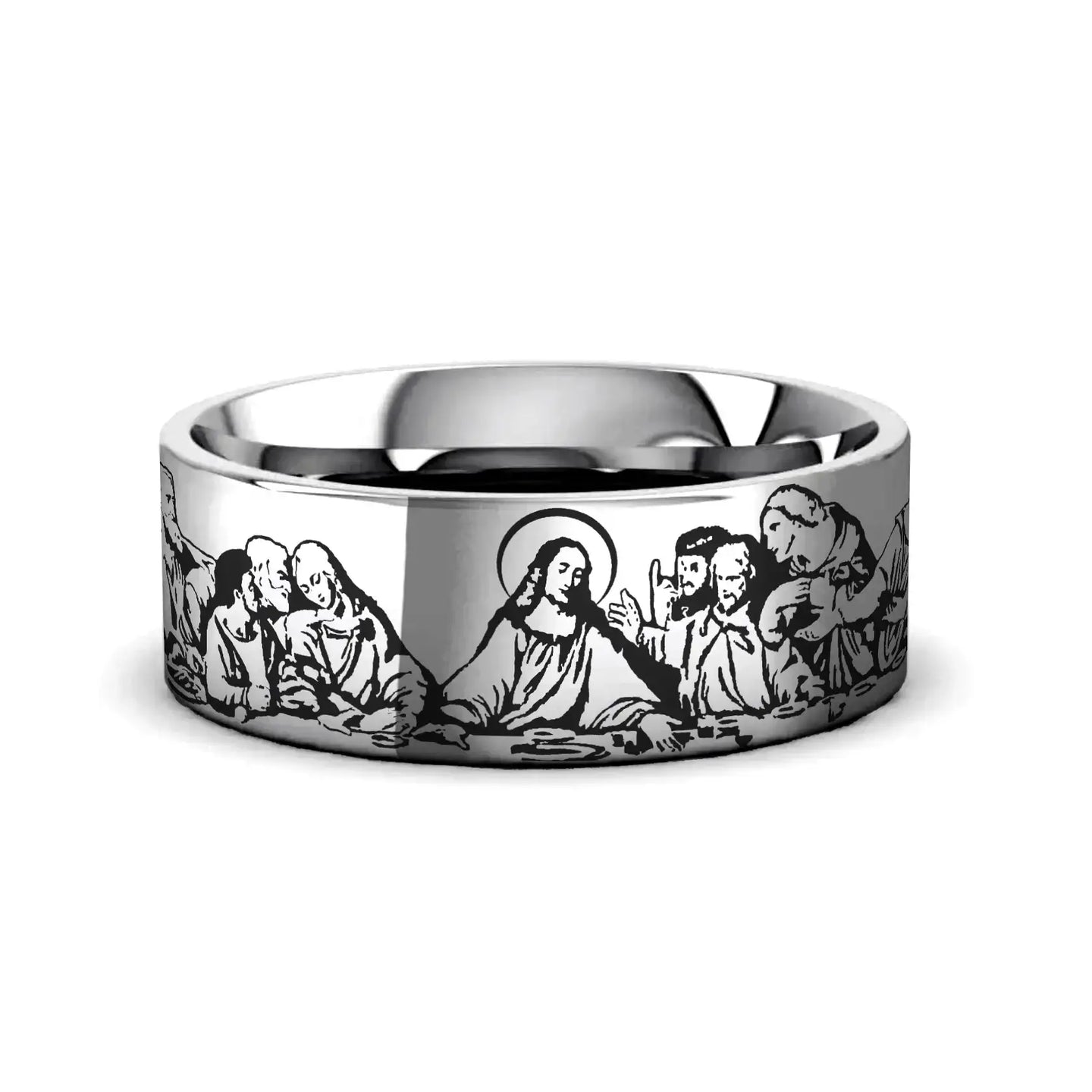 LAST SUPPER on Flat Tungsten Carbide Ring - Larson Jewelers