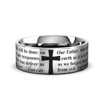 LORD'S PRAYER on Flat Classic Tungsten Carbide Ring - Larson Jewelers