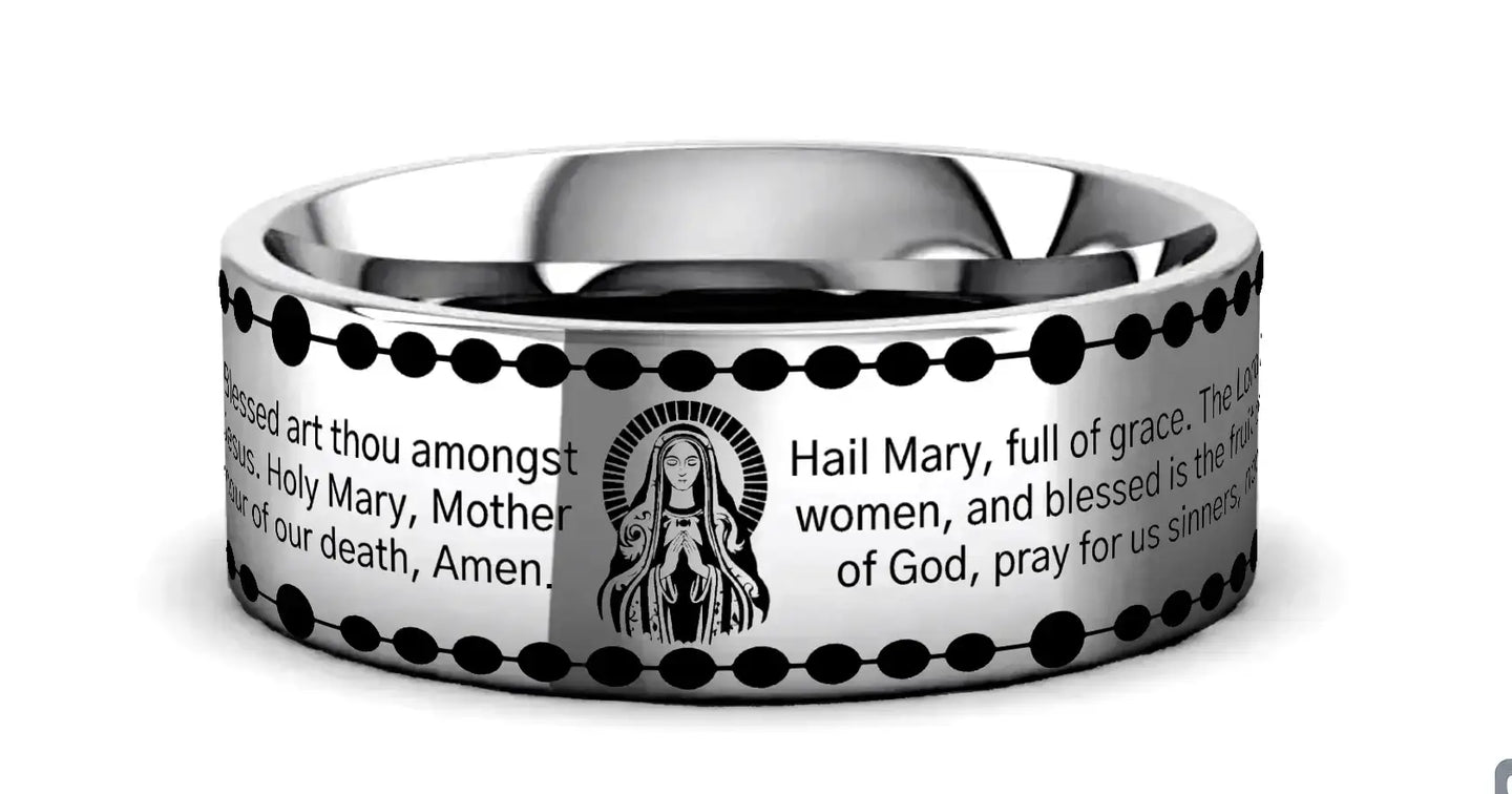 HAIL MARY Laser Engraved Tungsten Carbide Ring - Larson Jewelers