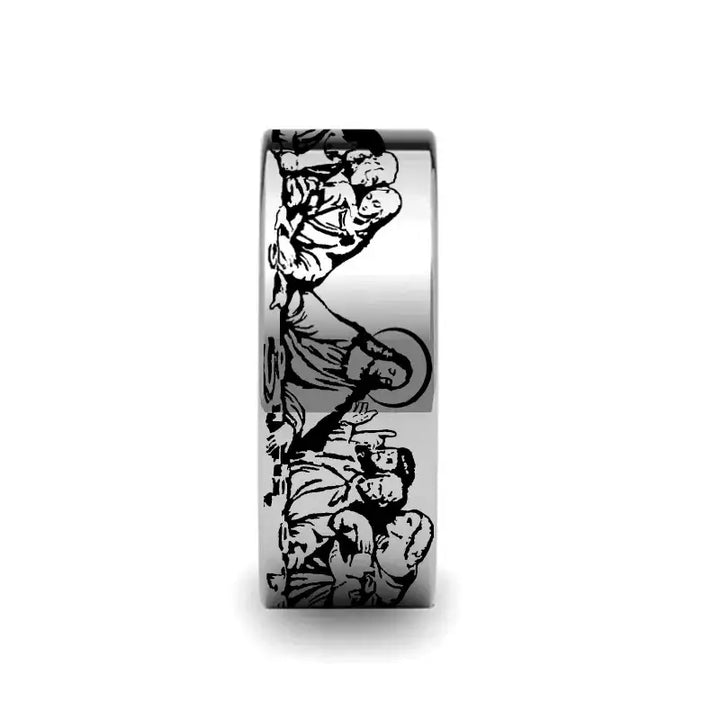 LAST SUPPER on Flat Tungsten Carbide Ring - Larson Jewelers