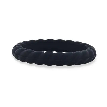 STONE Stackable Twist Silicone Ring for Women Black Comfort Fit Hypoallergenic Thorsten - 2mm - Larson Jewelers