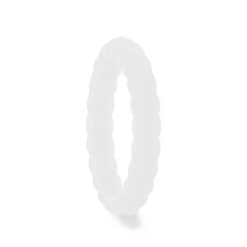 SNOW Stackable Twist Silicone Ring for Women White Comfort Fit Hypoallergenic Thorsten - 2mm - Larson Jewelers