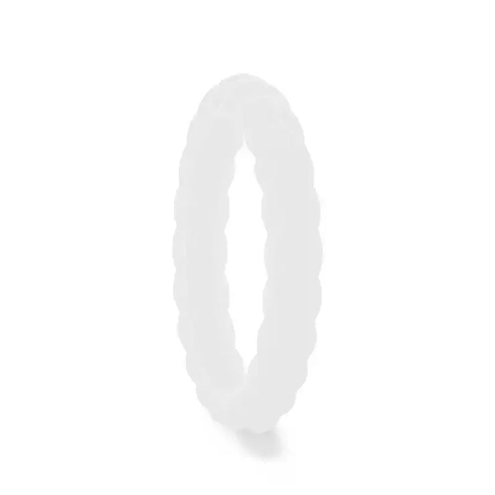 SNOW Stackable Twist Silicone Ring for Women White Comfort Fit Hypoallergenic Thorsten - 2mm - Larson Jewelers