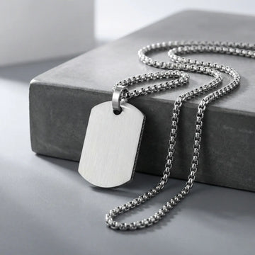 Stainless Steel Dog Tag Pendant with 22-Inch Chain - Larson Jewelers