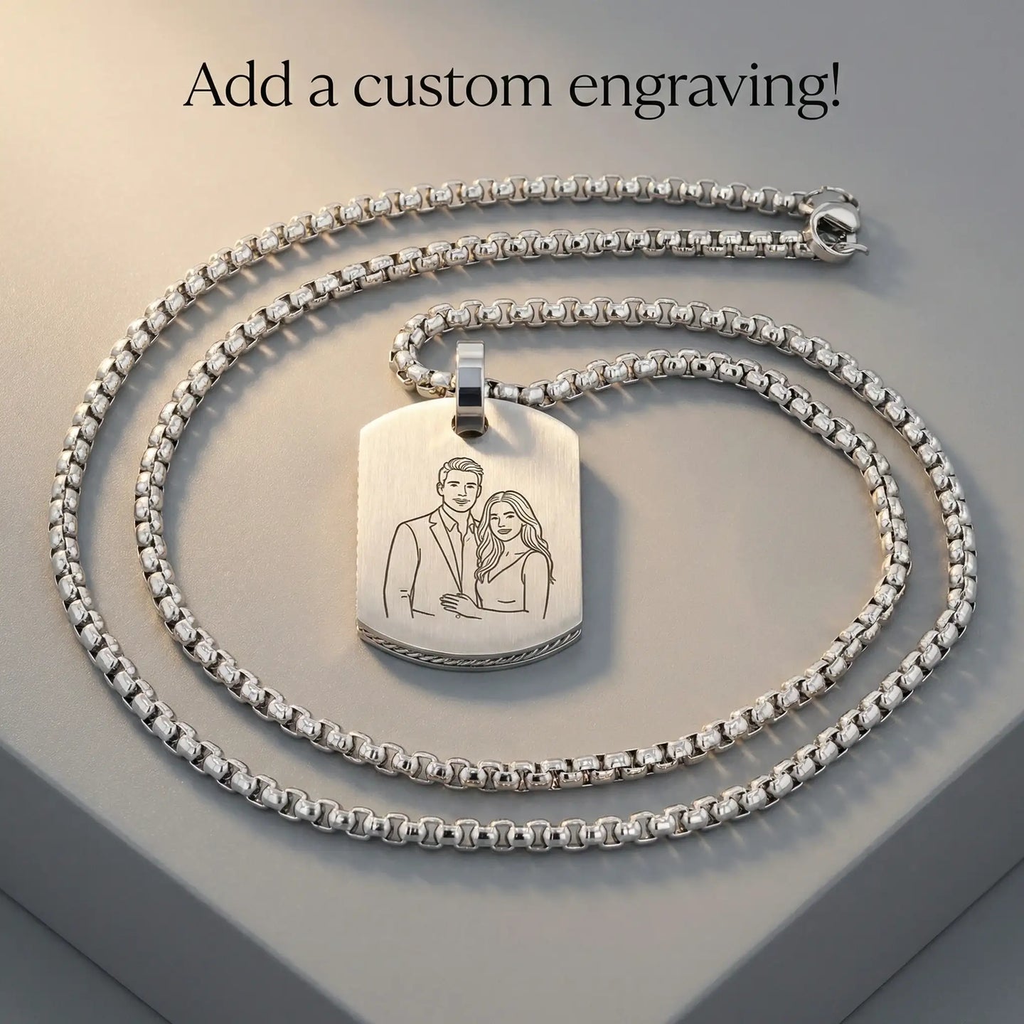 Stainless Steel Dog Tag Pendant with 22-Inch Chain - Larson Jewelers