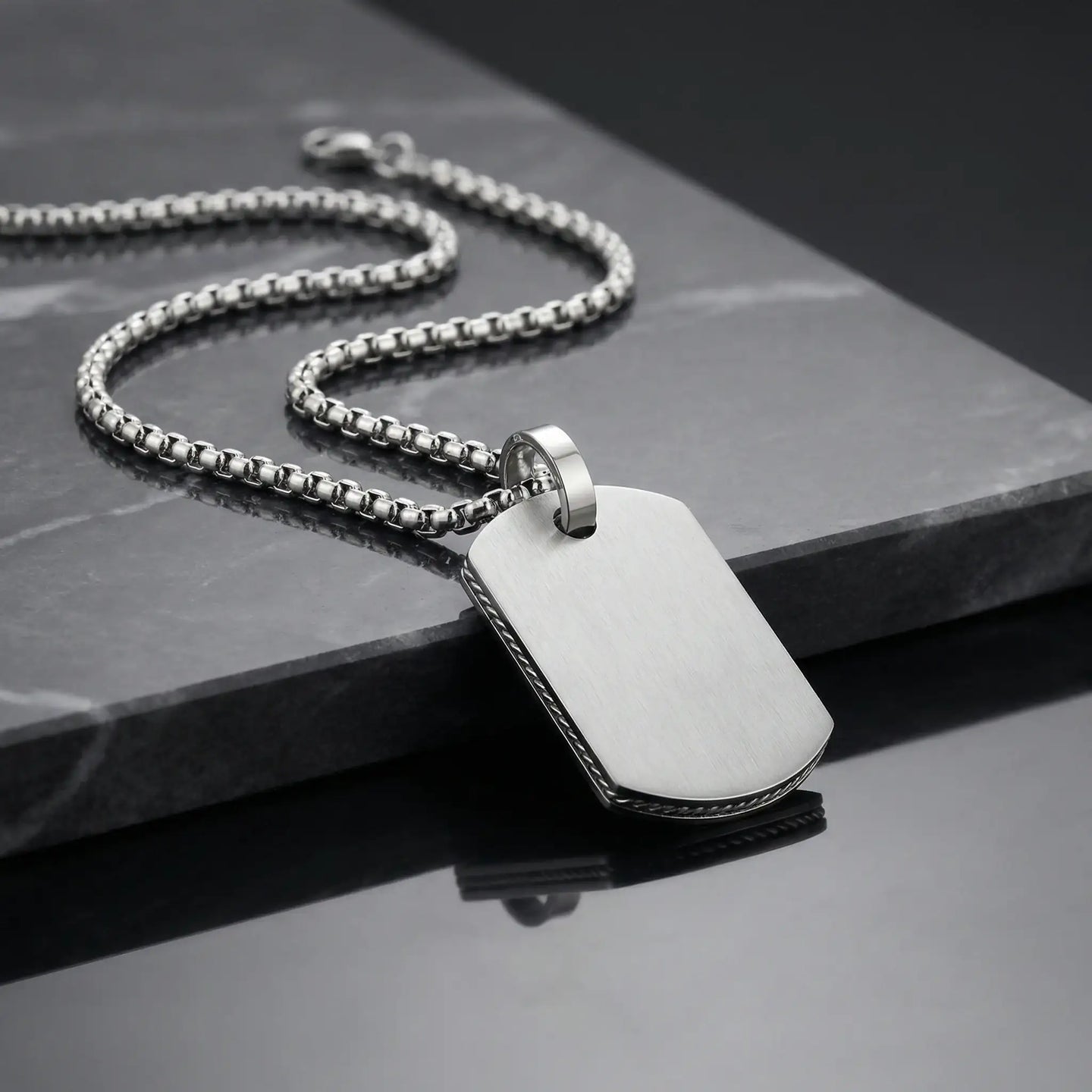 Stainless Steel Dog Tag Pendant with 22-Inch Chain - Larson Jewelers