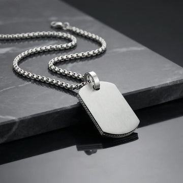Stainless Steel Dog Tag Pendant with 22-Inch Chain - Larson Jewelers