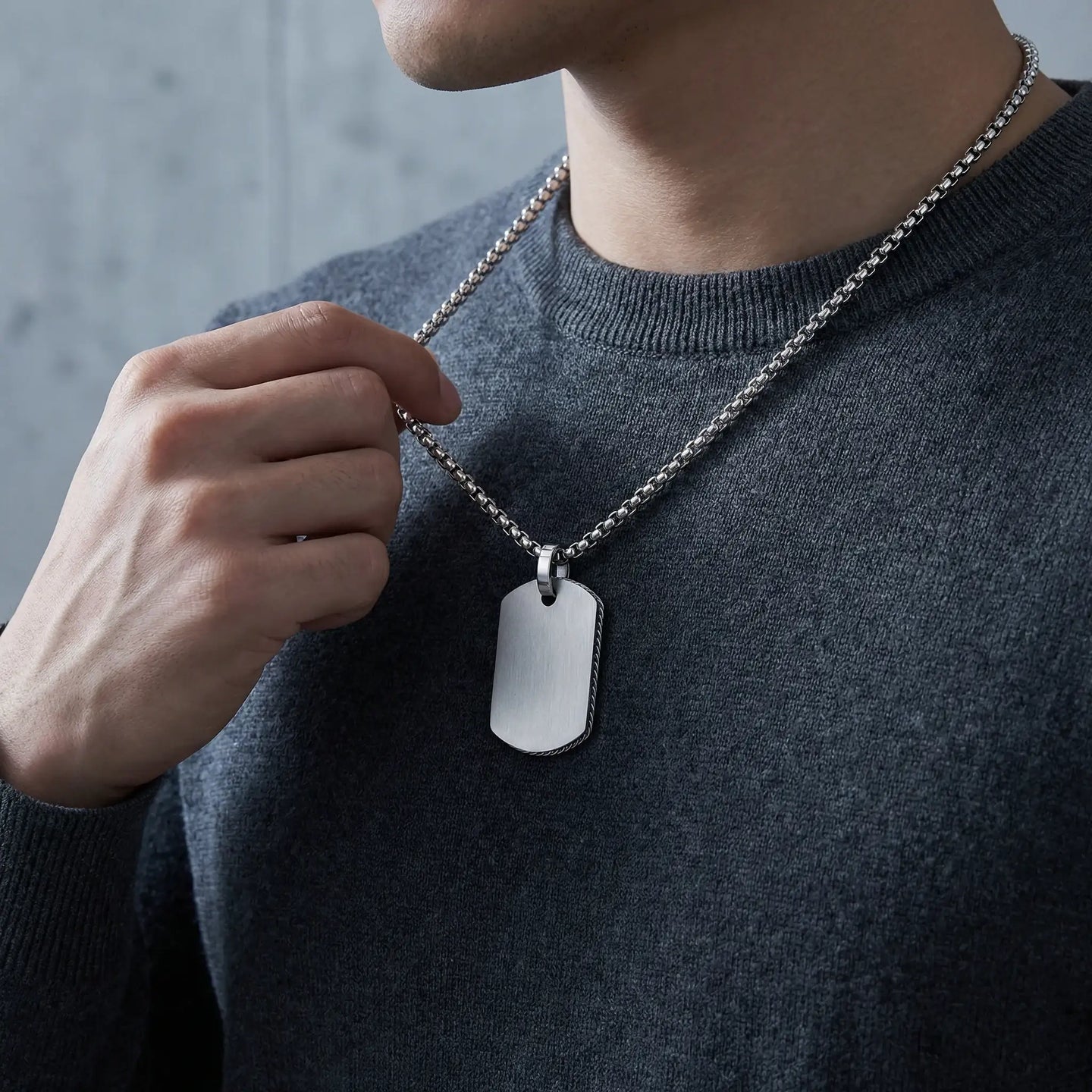 Stainless Steel Dog Tag Pendant with 22-Inch Chain - Larson Jewelers