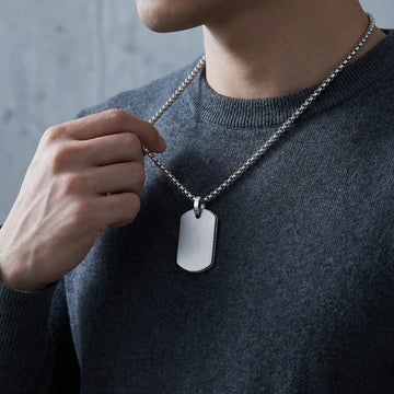Stainless Steel Dog Tag Pendant with 22-Inch Chain - Larson Jewelers