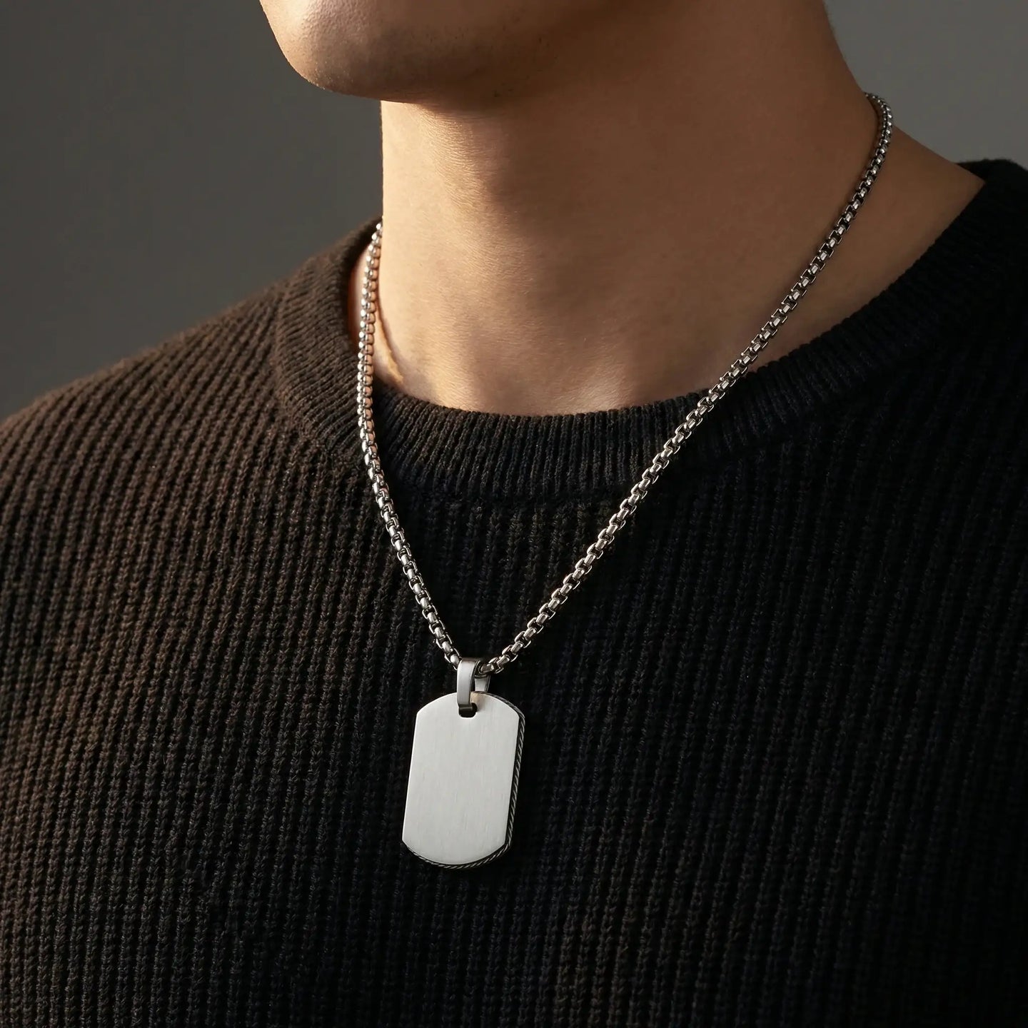 Stainless Steel Dog Tag Pendant with 22-Inch Chain - Larson Jewelers