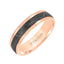 Step Edge Meteorite Top Contemporary 14K Rose Gold Wedding Band - 5.5mm - Larson Jewelers