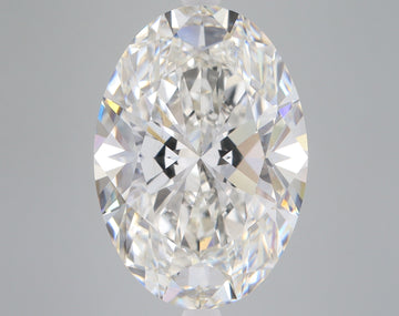 Clear oval-cut diamond with brilliant faceting and light refraction displayed against a neutral background.