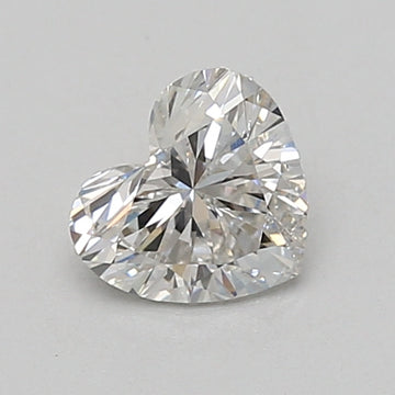 Heart-shaped lab-grown diamond loose stone, 0.73 carat, displaying faceted surface and light refraction.