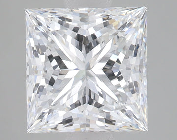 Princess-cut lab-grown diamond loose stone with faceted surface and light refraction patterns visible.