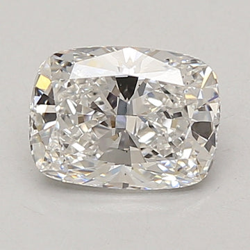 Cushion cut lab grown diamond loose stone with faceted surface and clear appearance.