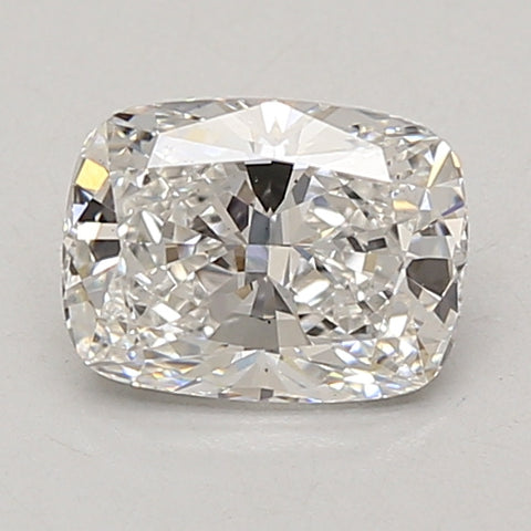 Cushion cut lab grown diamond loose stone with faceted surface and clear appearance.
