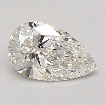 Pear-shaped lab-grown diamond with faceted surface and light reflections on neutral background.