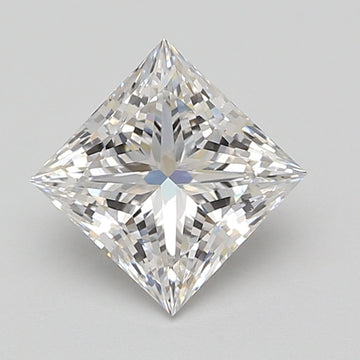 Princess cut loose diamond with faceted surface reflecting light, displayed against neutral background.