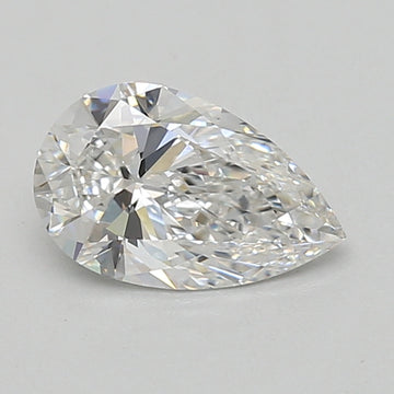 Pear-shaped lab-grown diamond with faceted surface reflecting light, displayed on neutral background.