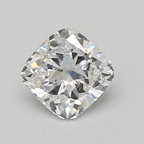 Cushion-cut lab-grown diamond with faceted surface and light reflections on neutral background.