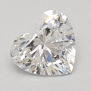 Heart-shaped lab-grown diamond loose stone with brilliant facets and light reflections on neutral background.