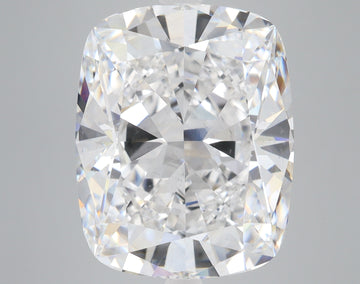 Cushion-cut loose diamond with faceted surfaces reflecting light, displayed against a neutral gray background.