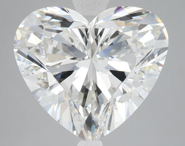 Heart-shaped lab-grown diamond with faceted surface reflecting light, displayed against neutral gray background.