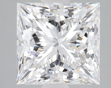 Princess-cut loose diamond with brilliant faceting and light refraction throughout the stone.