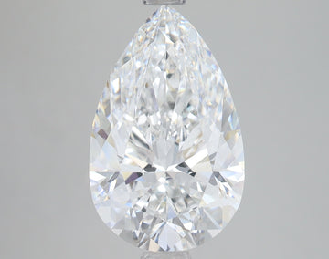 Pear-shaped lab-grown diamond with faceted surface and brilliant light refraction on neutral background.