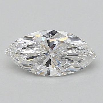 Marquise-cut loose diamond with faceted surface and light reflections on neutral background.