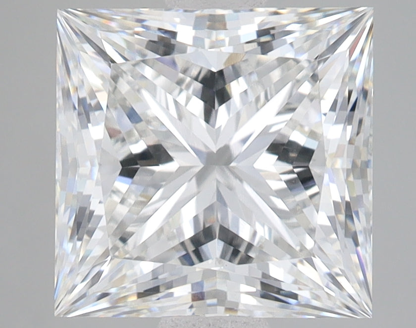 Princess-cut lab-grown diamond with faceted surface and clear brilliance.