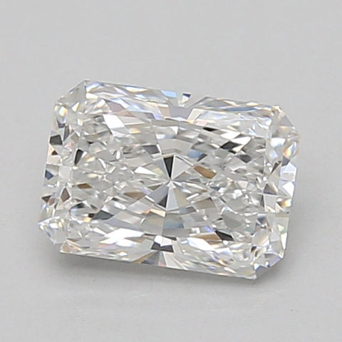 Radiant cut lab-grown diamond loose stone with faceted surface and light refraction, displayed on neutral background.