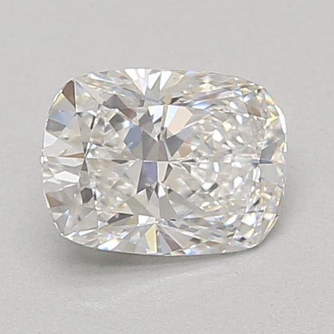 Cushion-cut lab-grown diamond with faceted surface and light reflections on neutral background.