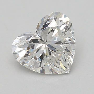 Heart-shaped lab-grown diamond with brilliant faceting and light reflections on neutral background.