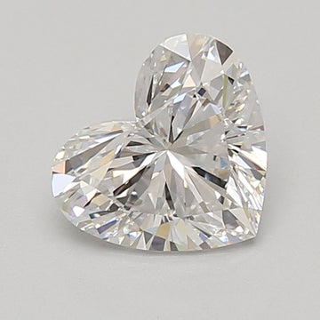 Heart-shaped colorless lab-grown diamond loose stone with faceted surface and light reflections.