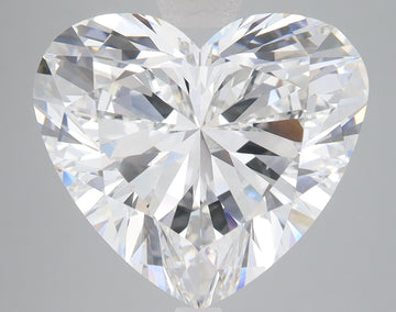 Heart-shaped lab-grown diamond with brilliant faceting and clear appearance on gray background.