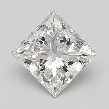 Princess cut lab grown diamond, 1.2 carat, loose stone with faceted surfaces and light reflections.