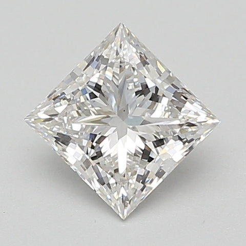 Princess cut lab grown diamond, 1.2 carat, loose stone with faceted surfaces and light reflections.
