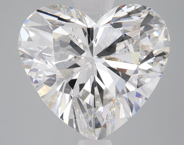 Heart-shaped lab-grown diamond with brilliant faceting and light refraction visible throughout the stone.