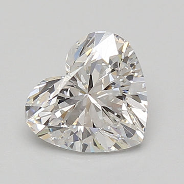 Heart-shaped lab-grown diamond with faceted surface reflecting light, displayed against neutral background.
